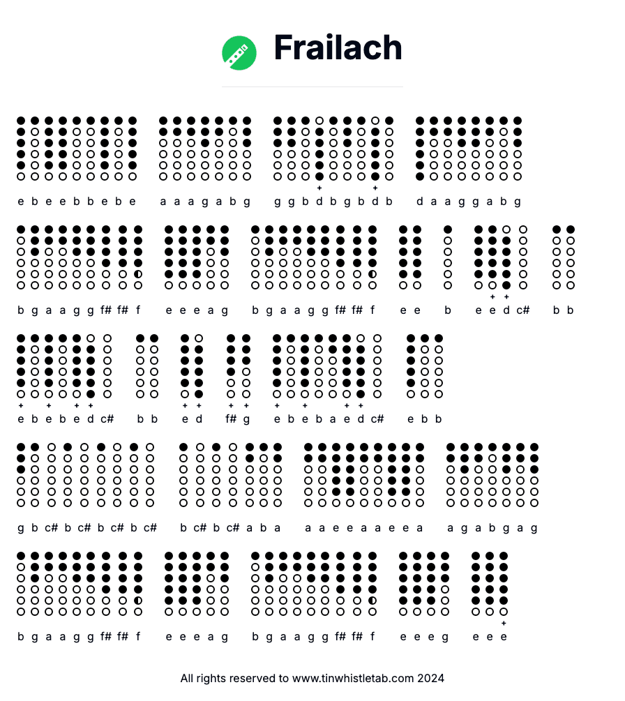 Image of Frailach Tin Whistle Tabs