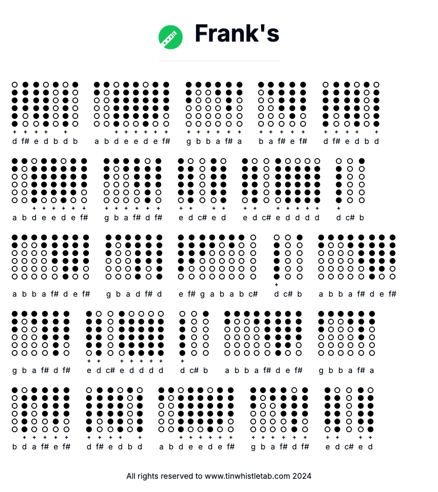 Image of Frank's Tin Whistle Tabs