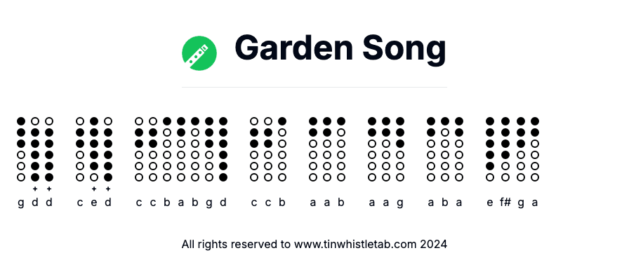 Image of Garden Song Tin Whistle Tabs