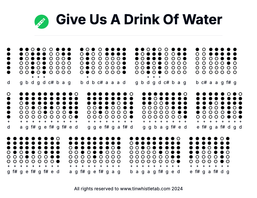 Image of Give Us A Drink Of Water Tin Whistle Tabs