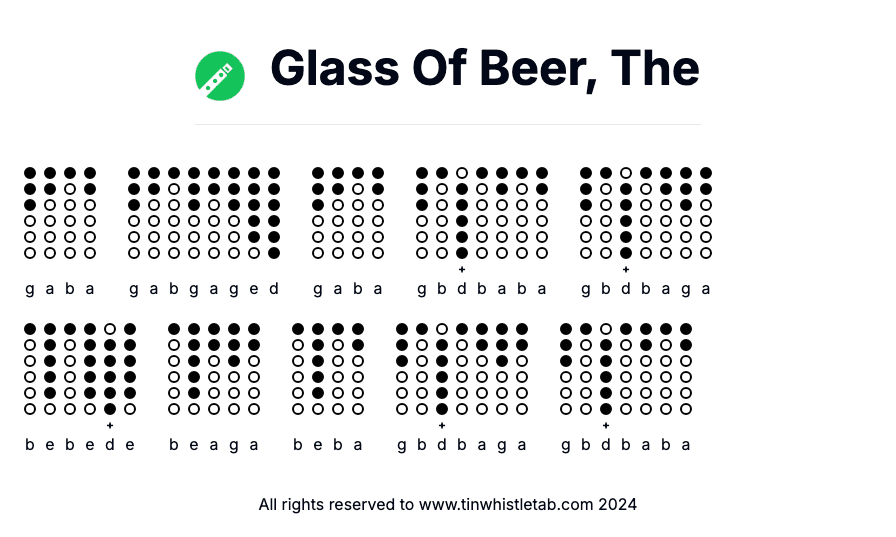 Image of Glass Of Beer, The Tin Whistle Tabs