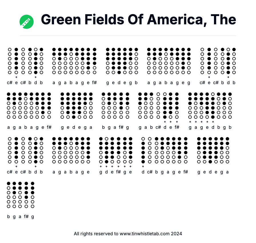 Image of Green Fields Of America, The Tin Whistle Tabs