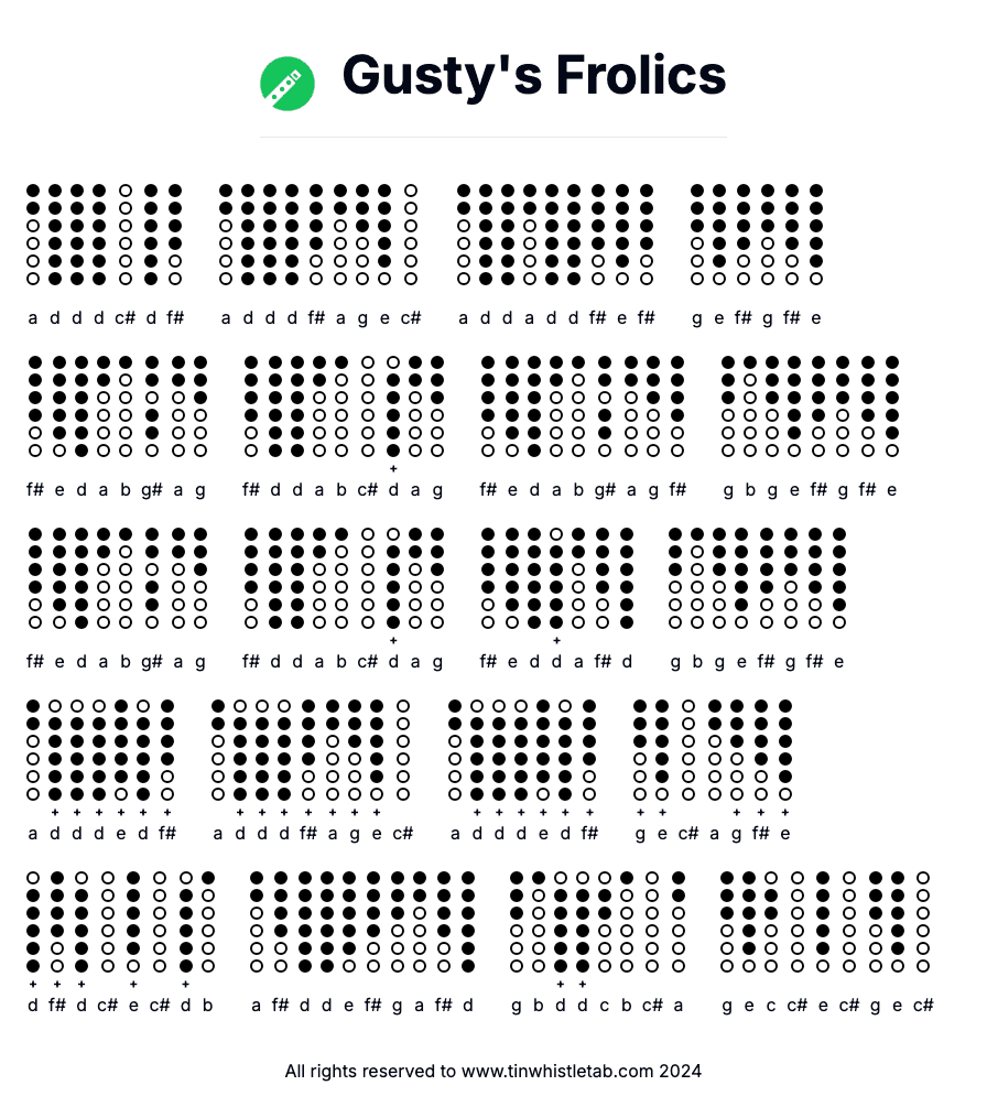 Image of Gusty's Frolics Tin Whistle Tabs