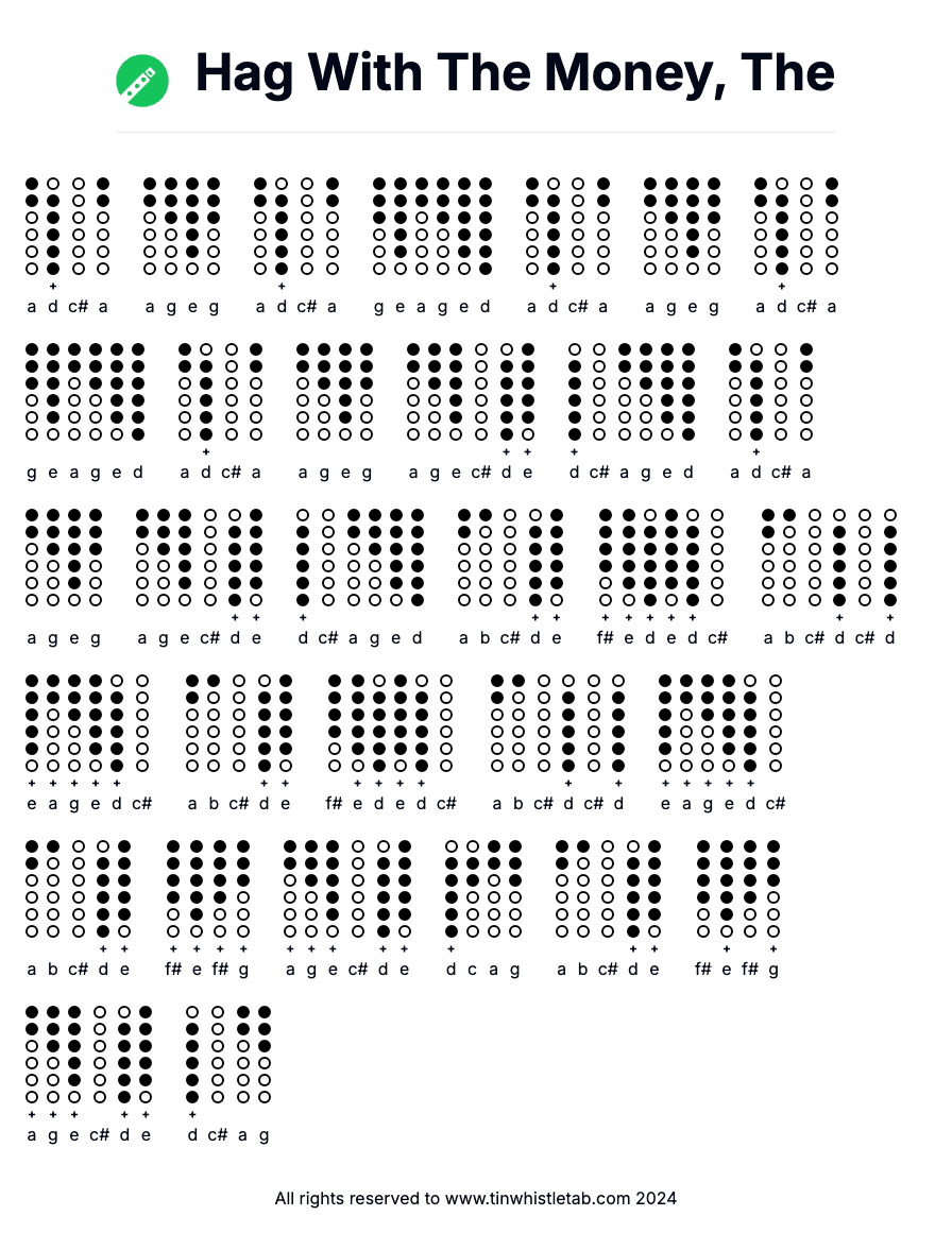 Image of Hag With The Money, The Tin Whistle Tabs