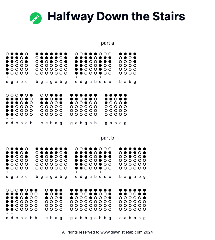 Image of Halfway Down the Stairs Tin Whistle Tabs