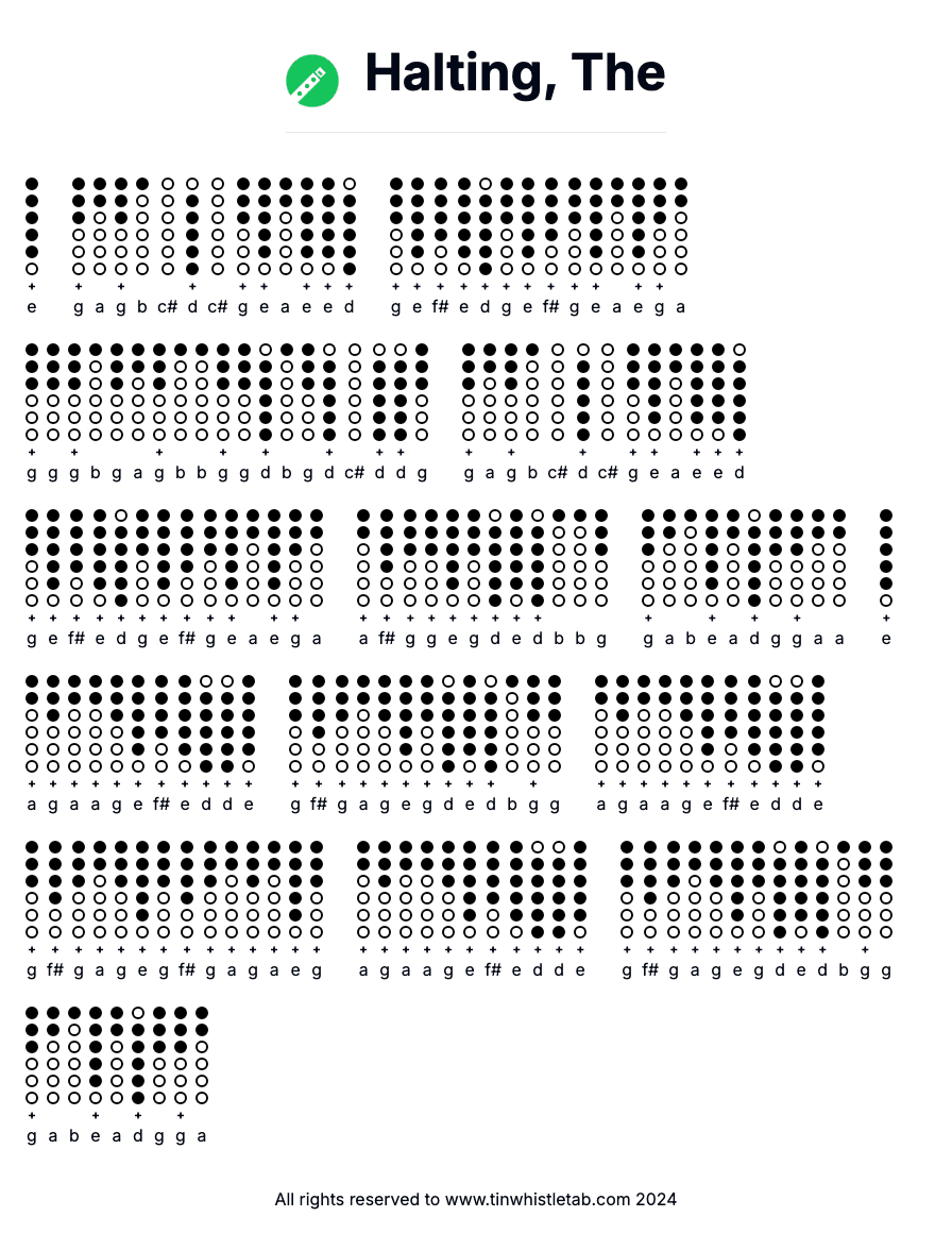 Image of Halting, The Tin Whistle Tabs