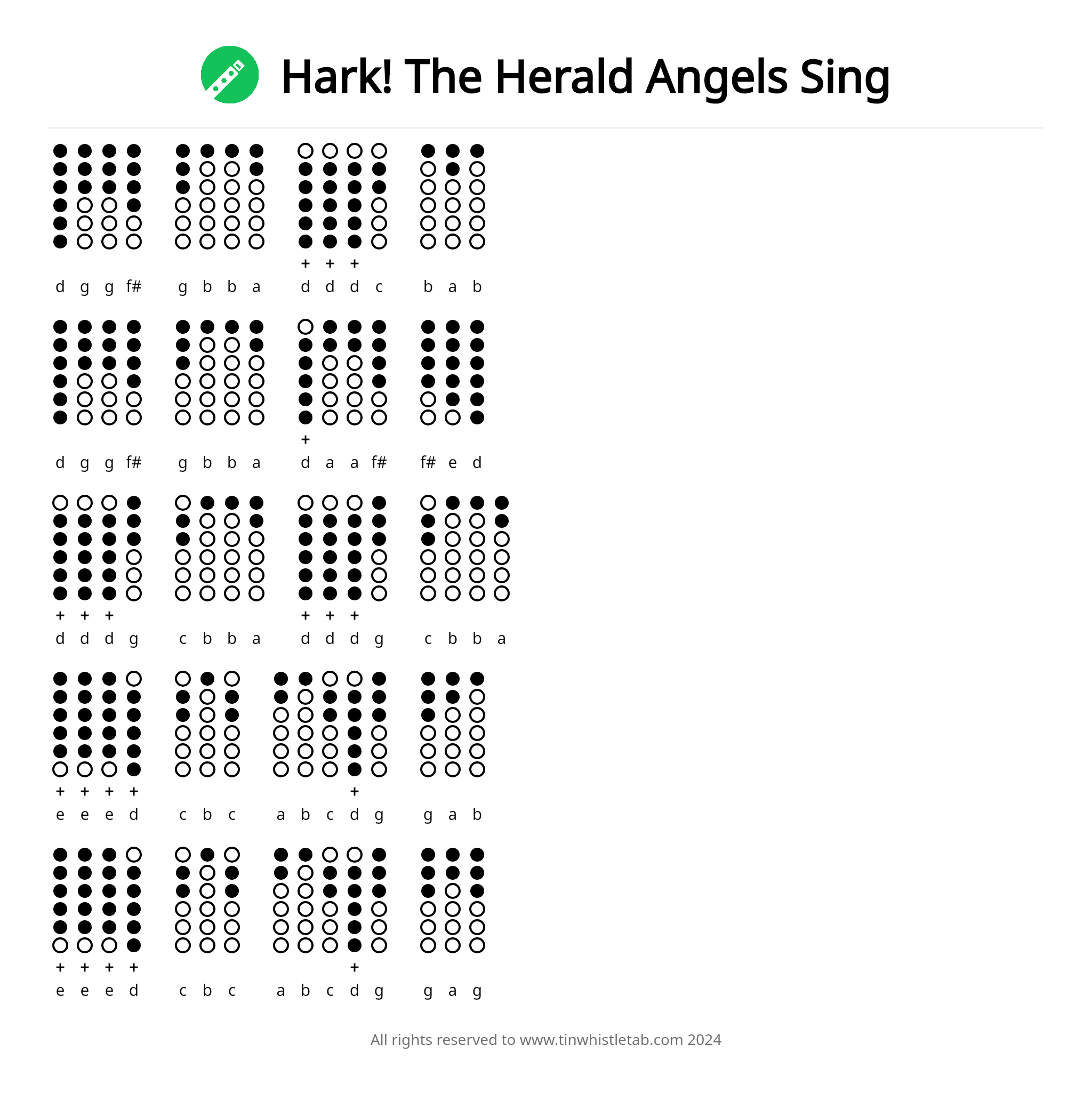 Tin-Whistle-Tabs zu Hark! The Herald Angels Sing
