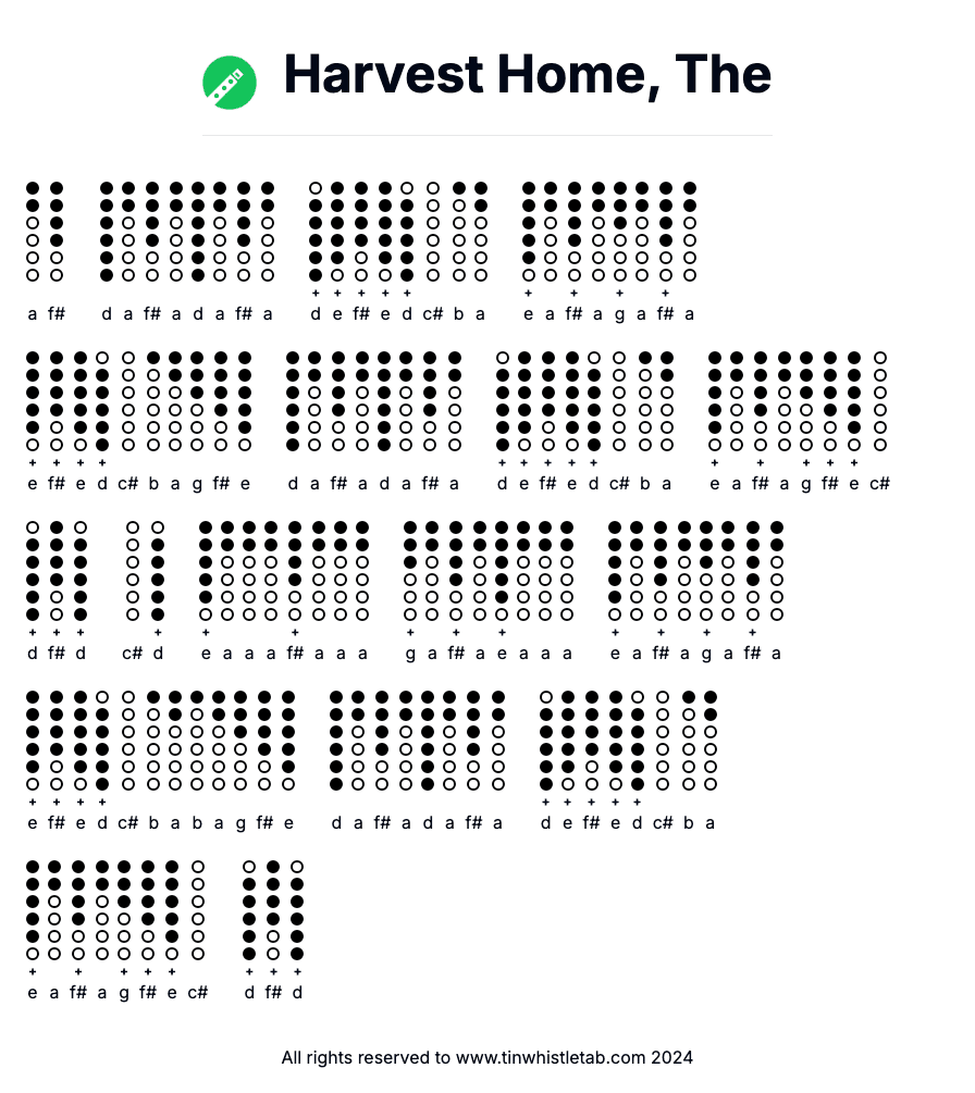 Image of Harvest Home, The Tin Whistle Tabs