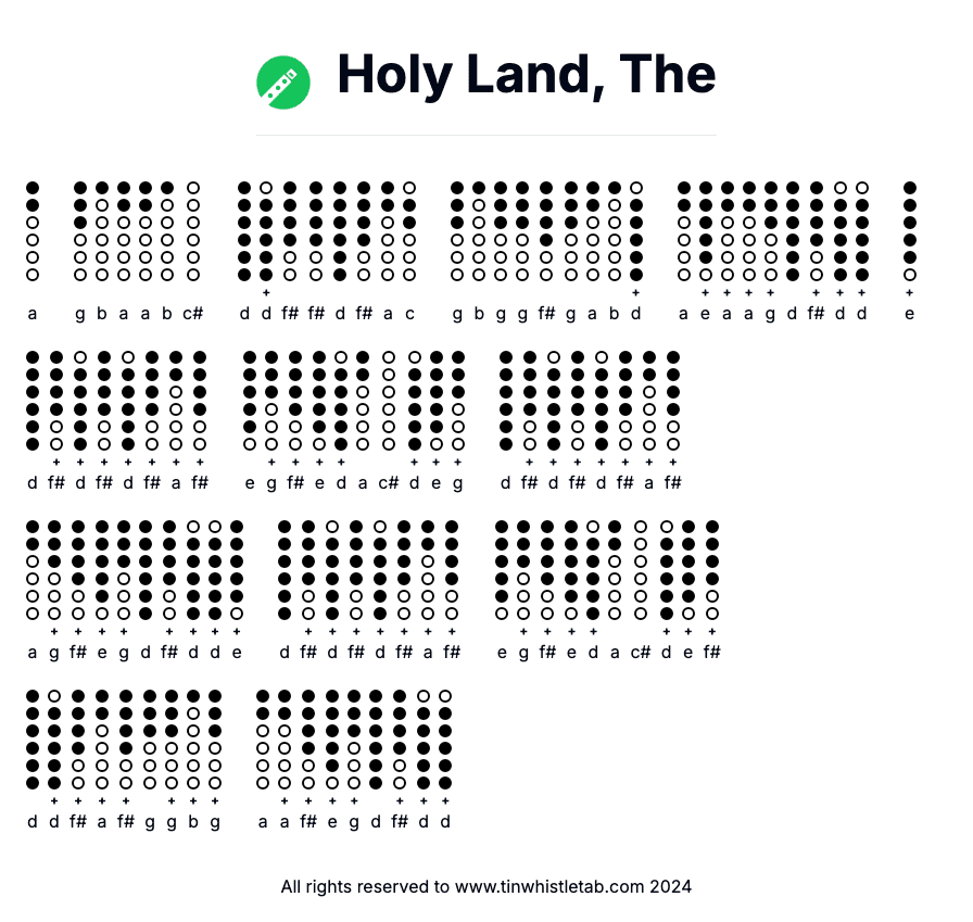 Image of Holy Land, The Tin Whistle Tabs