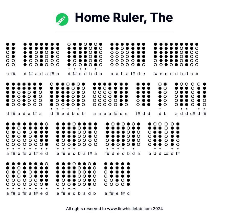Image of Home Ruler, The Tin Whistle Tabs