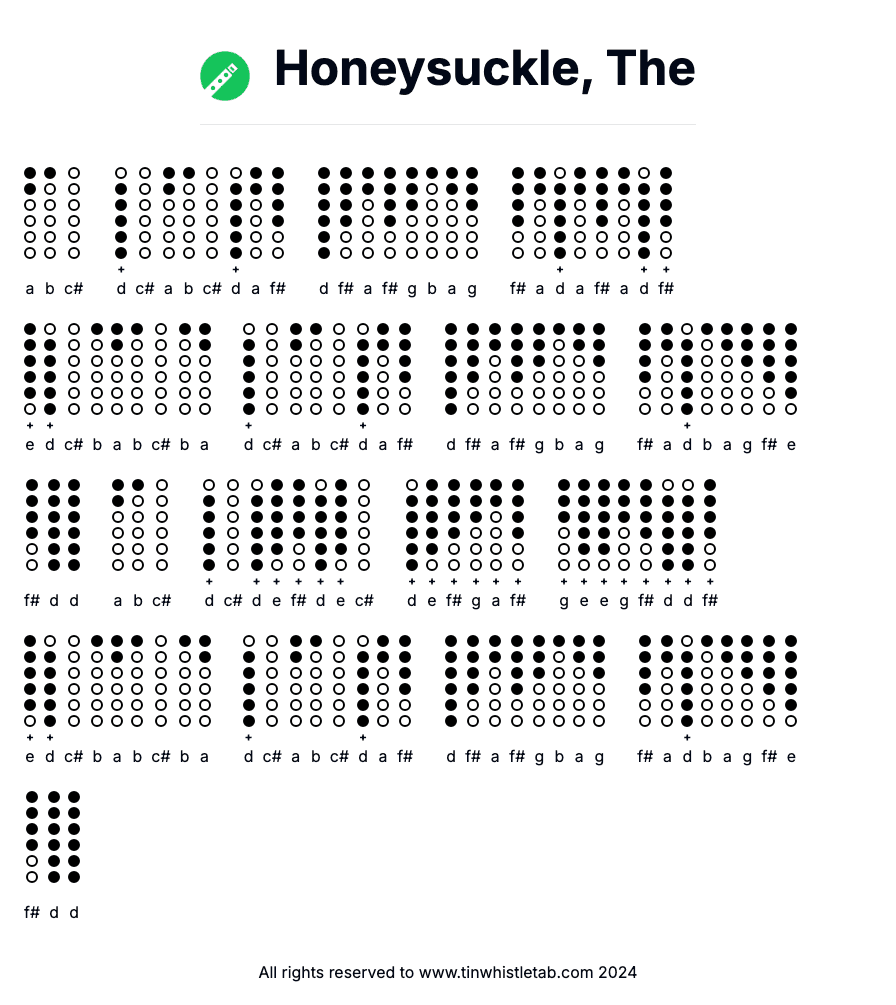 Image of Honeysuckle, The Tin Whistle Tabs