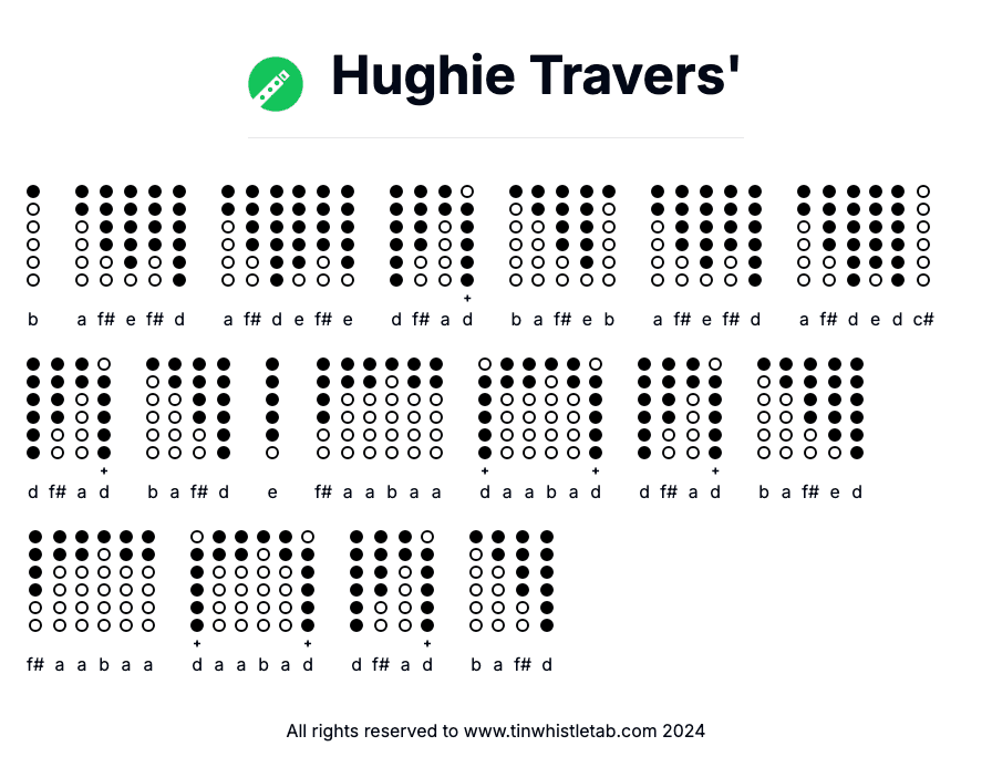 Image of Hughie Travers' Tin Whistle Tabs