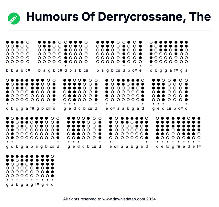 Image of Humours Of Derrycrossane, The Tin Whistle Tabs