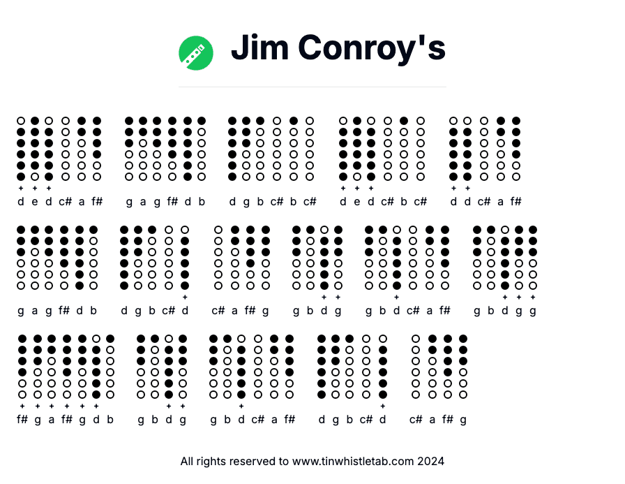 Image of Jim Conroy's Tin Whistle Tabs