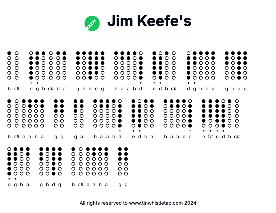 Image of Jim Keefe's Tin Whistle Tabs