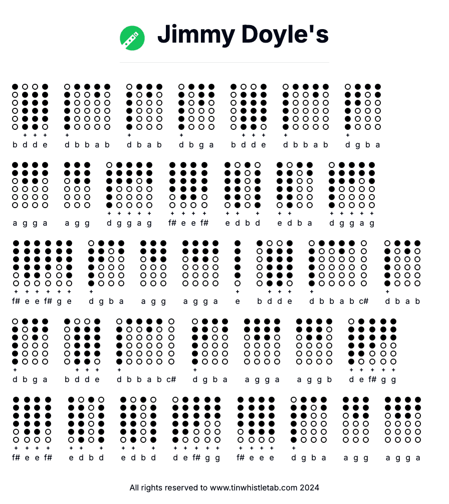 Image of Jimmy Doyle's Tin Whistle Tabs