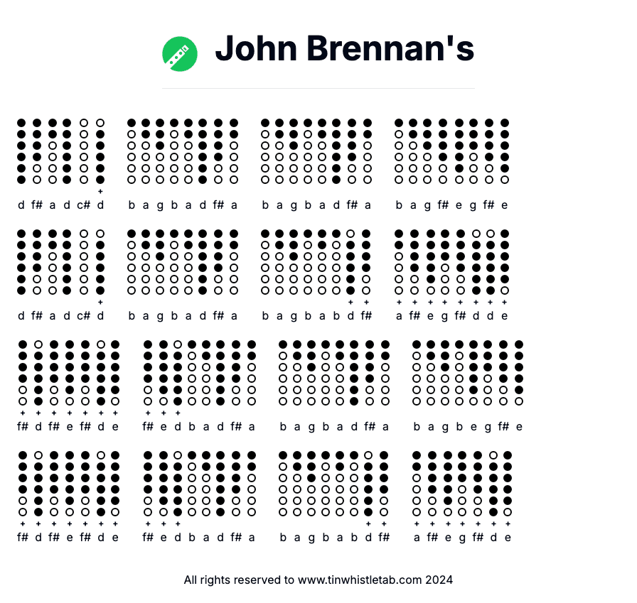 Image of John Brennan's Tin Whistle Tabs
