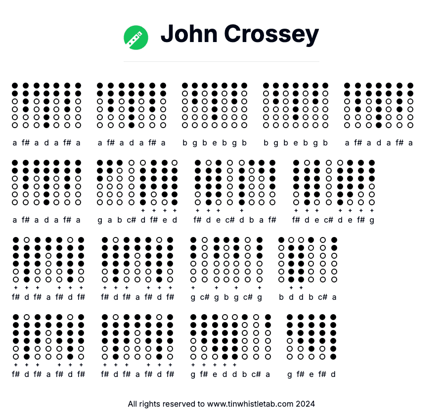 Image of John Crossey Tin Whistle Tabs