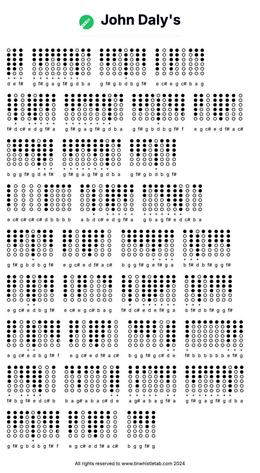 Image of John Daly's Tin Whistle Tabs