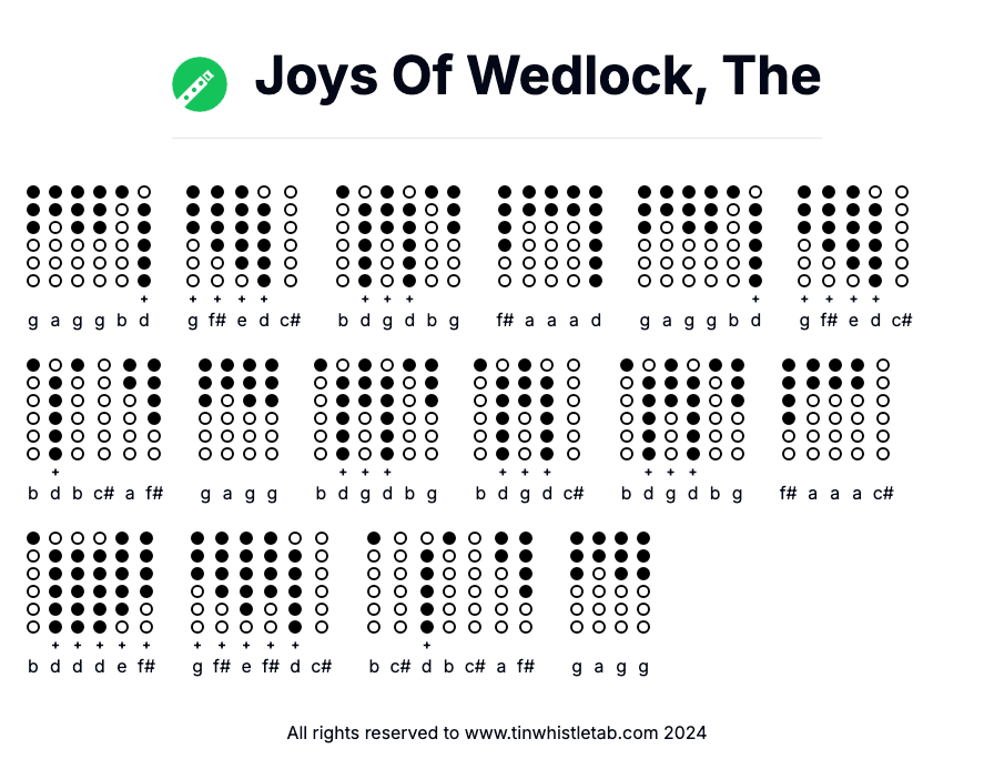 Image of Joys Of Wedlock, The Tin Whistle Tabs