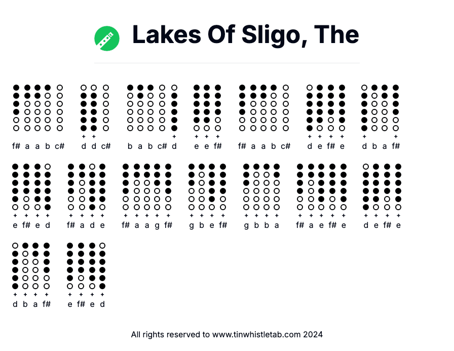 Image of Lakes Of Sligo, The Tin Whistle Tabs