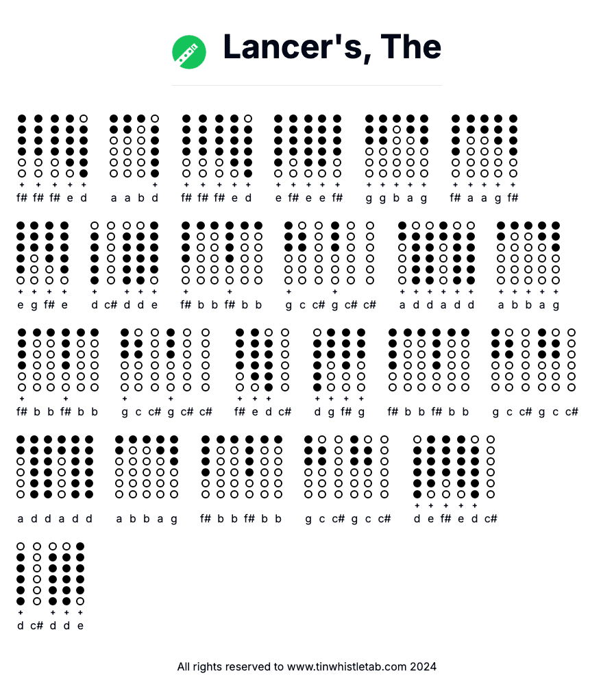 Image of Lancer's, The Tin Whistle Tabs