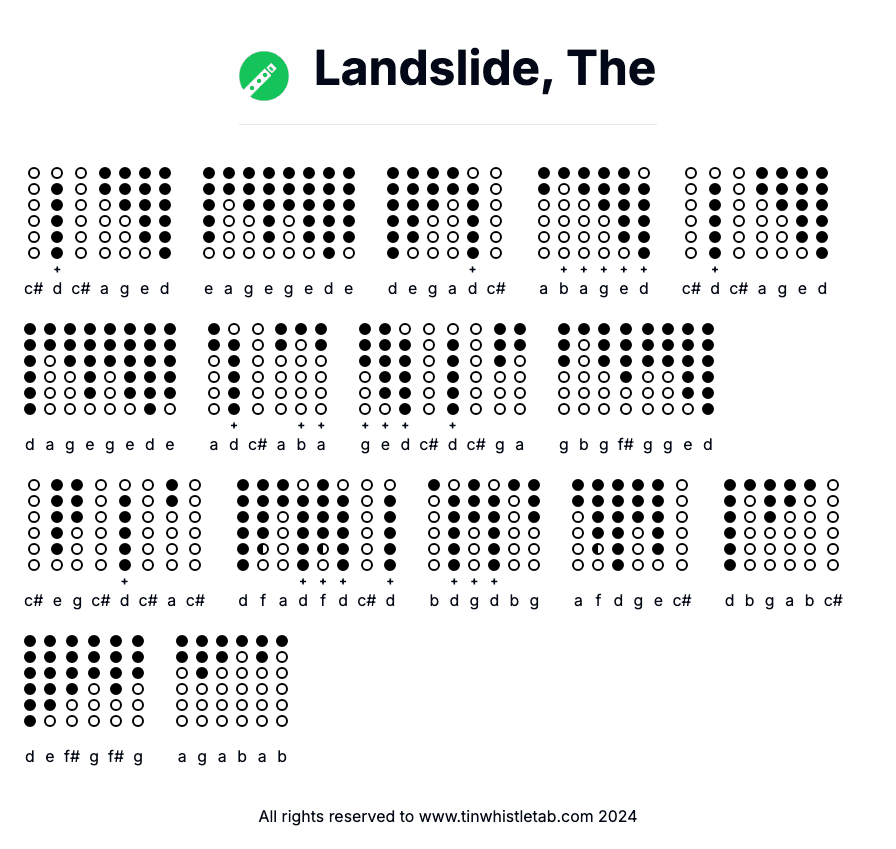Image of Landslide, The Tin Whistle Tabs
