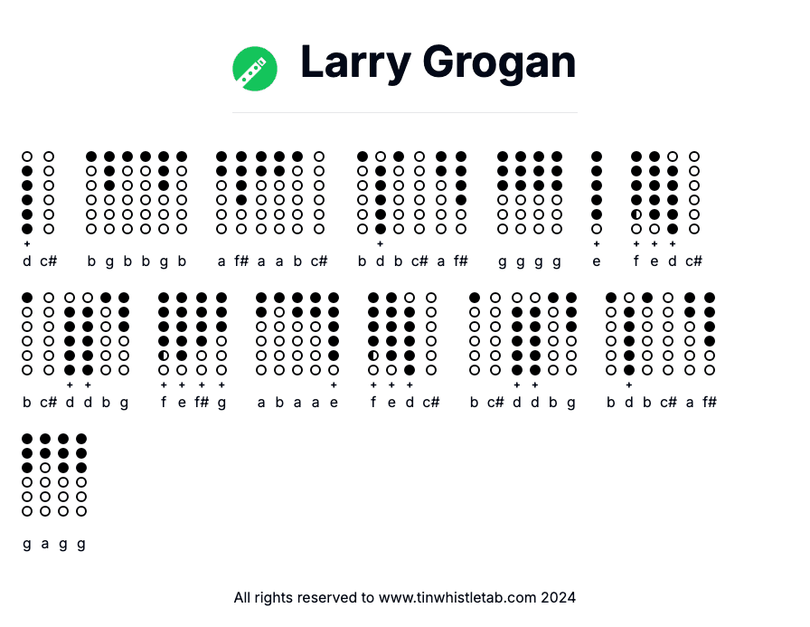 Image of Larry Grogan Tin Whistle Tabs