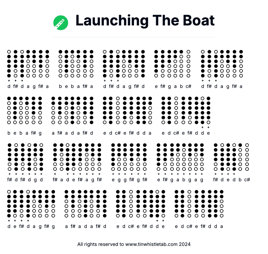 Image of Launching The Boat Tin Whistle Tabs
