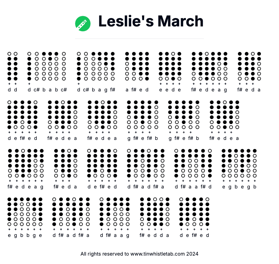 Image of Leslie's March Tin Whistle Tabs