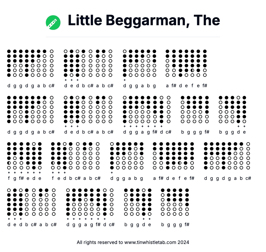Image of Little Beggarman, The Tin Whistle Tabs