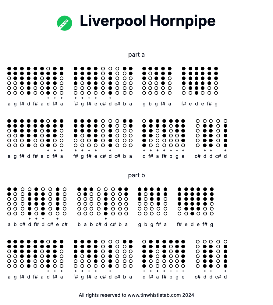 Image of Liverpool Hornpipe Tin Whistle Tabs