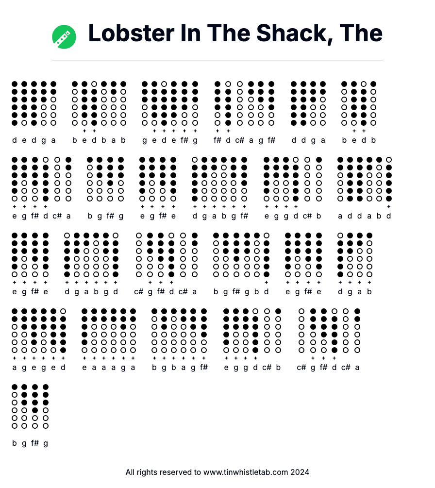 Image of Lobster In The Shack, The Tin Whistle Tabs