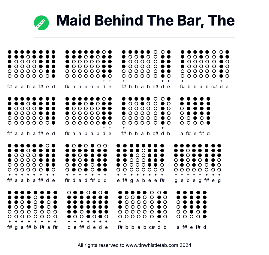 Image of Maid Behind The Bar, The Tin Whistle Tabs