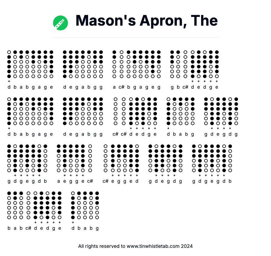Image of Mason's Apron, The Tin Whistle Tabs