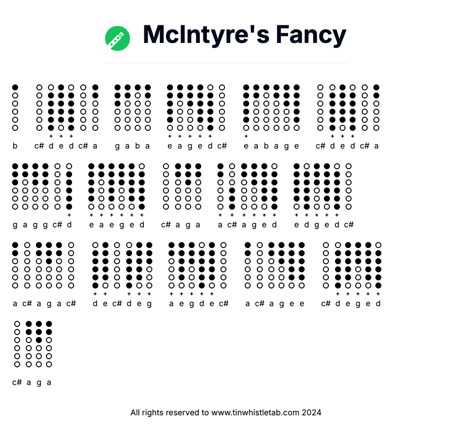 Image of McIntyre's Fancy Tin Whistle Tabs