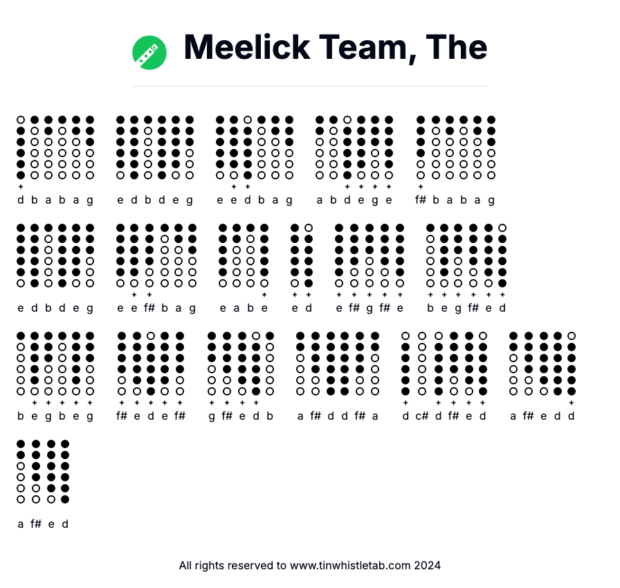 Image of Meelick Team, The Tin Whistle Tabs