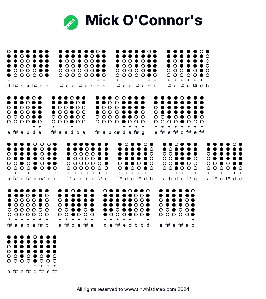 Image of Mick O'Connor's Tin Whistle Tabs
