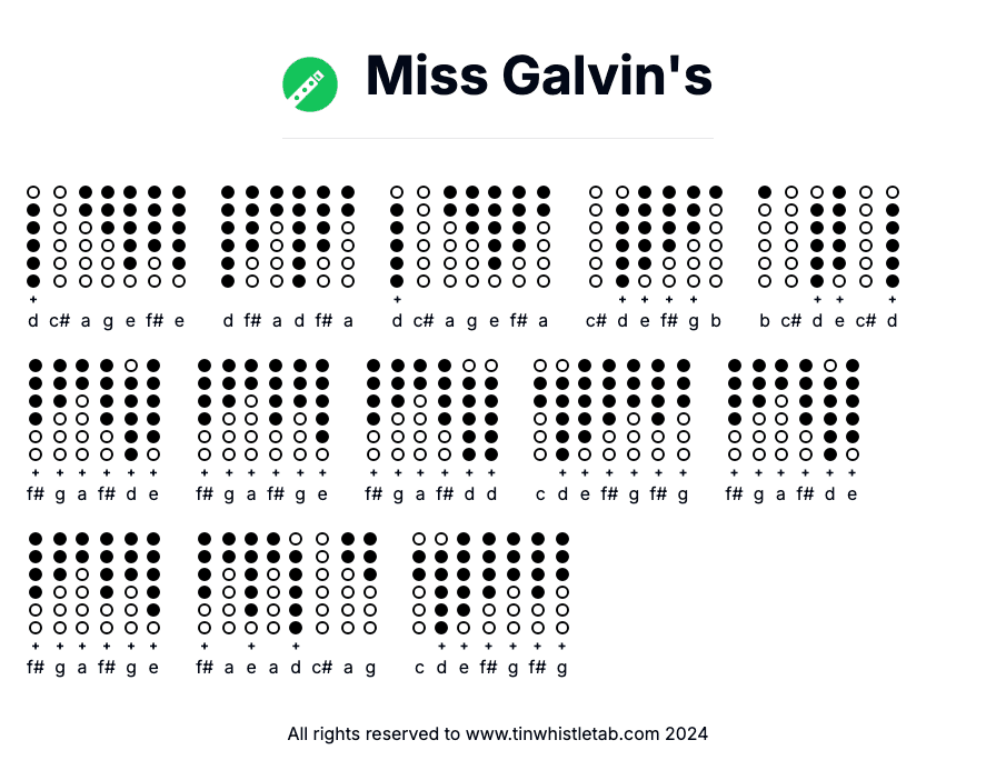 Image of Miss Galvin's Tin Whistle Tabs