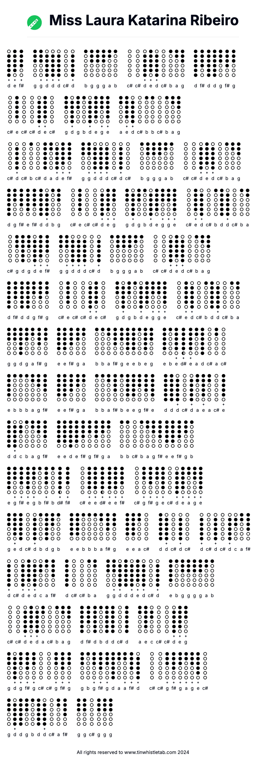 Image of Miss Laura Katarina Ribeiro Tin Whistle Tabs