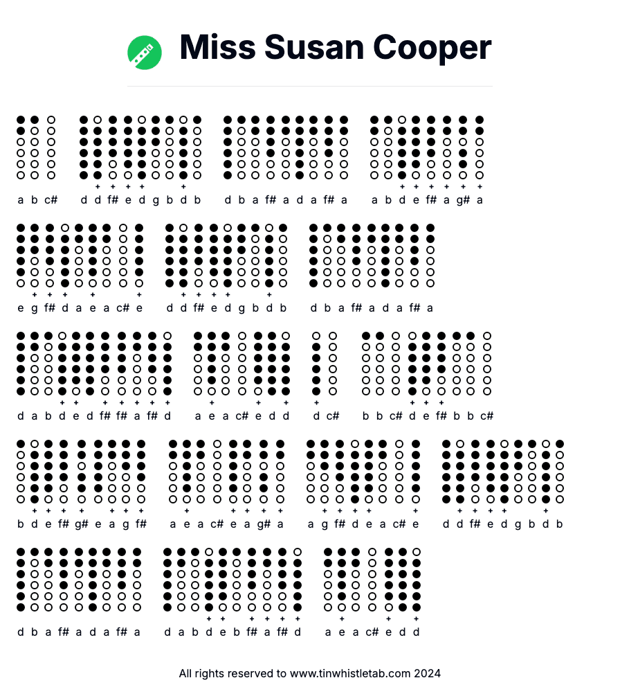 Image of Miss Susan Cooper Tin Whistle Tabs