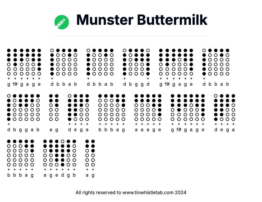 Image of Munster Buttermilk Tin Whistle Tabs