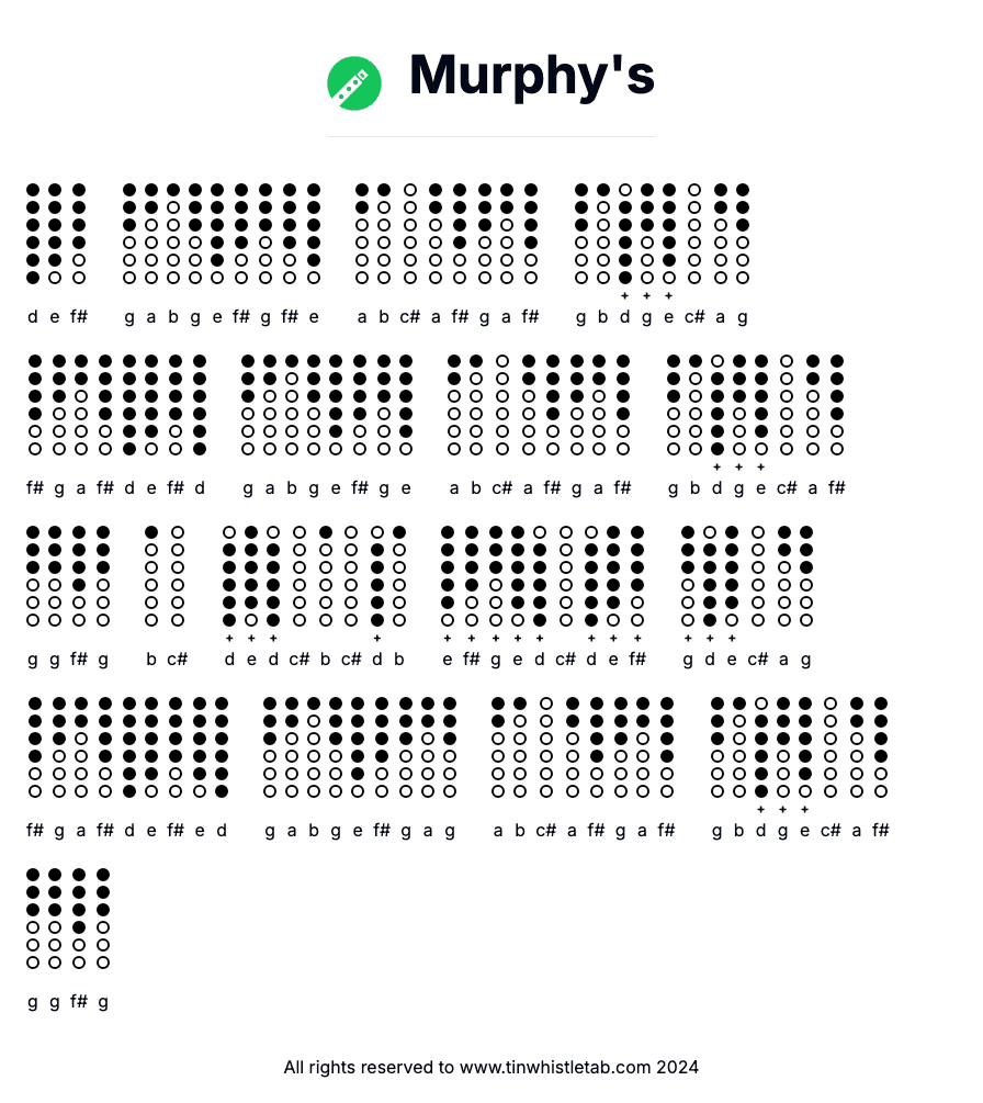 Image of Murphy's Tin Whistle Tabs