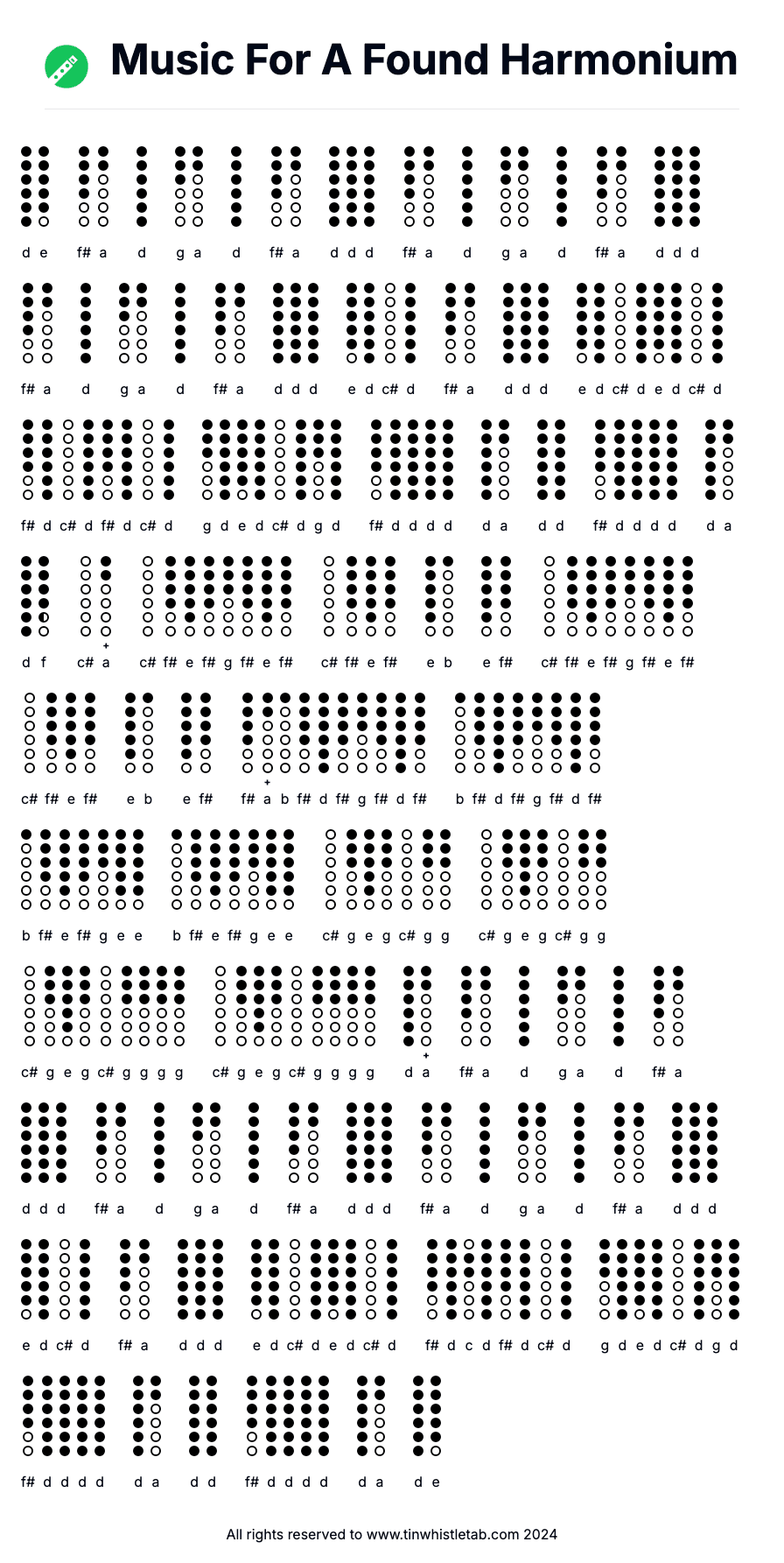 Image of Music For A Found Harmonium Tin Whistle Tabs