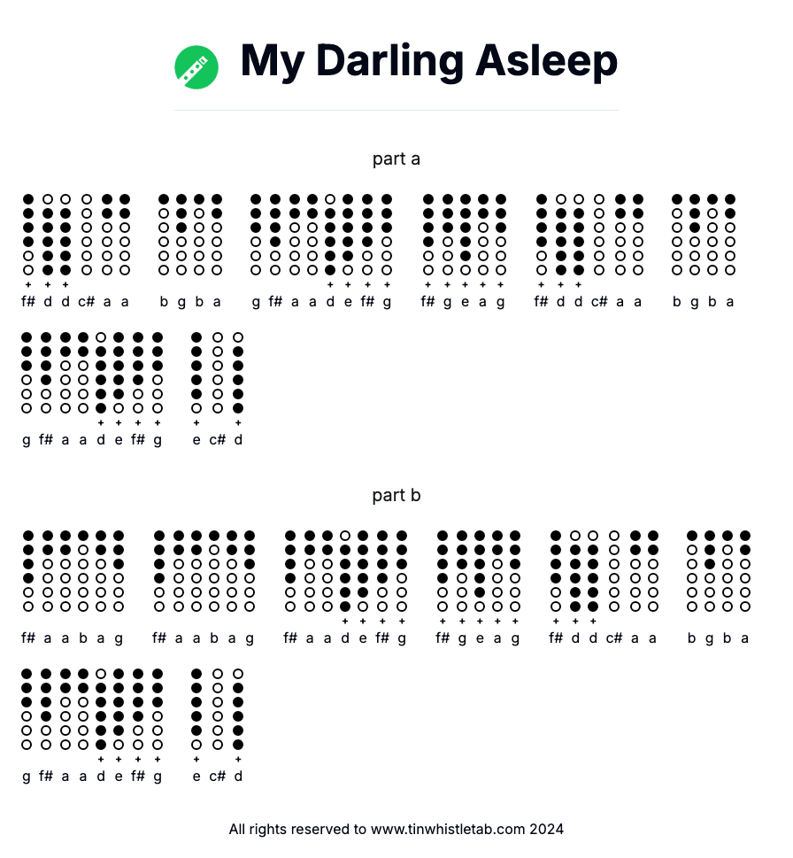 Image of My Darling Asleep Tin Whistle Tabs