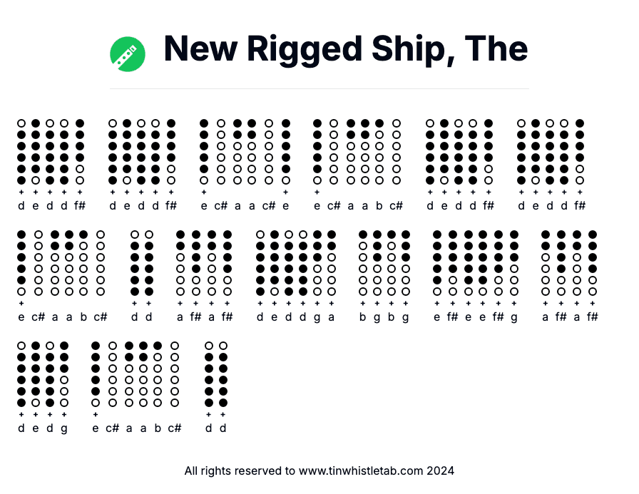 Image of New Rigged Ship, The Tin Whistle Tabs