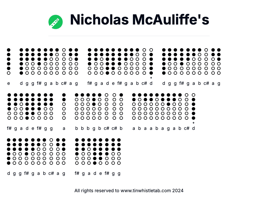 Image of Nicholas McAuliffe's Tin Whistle Tabs