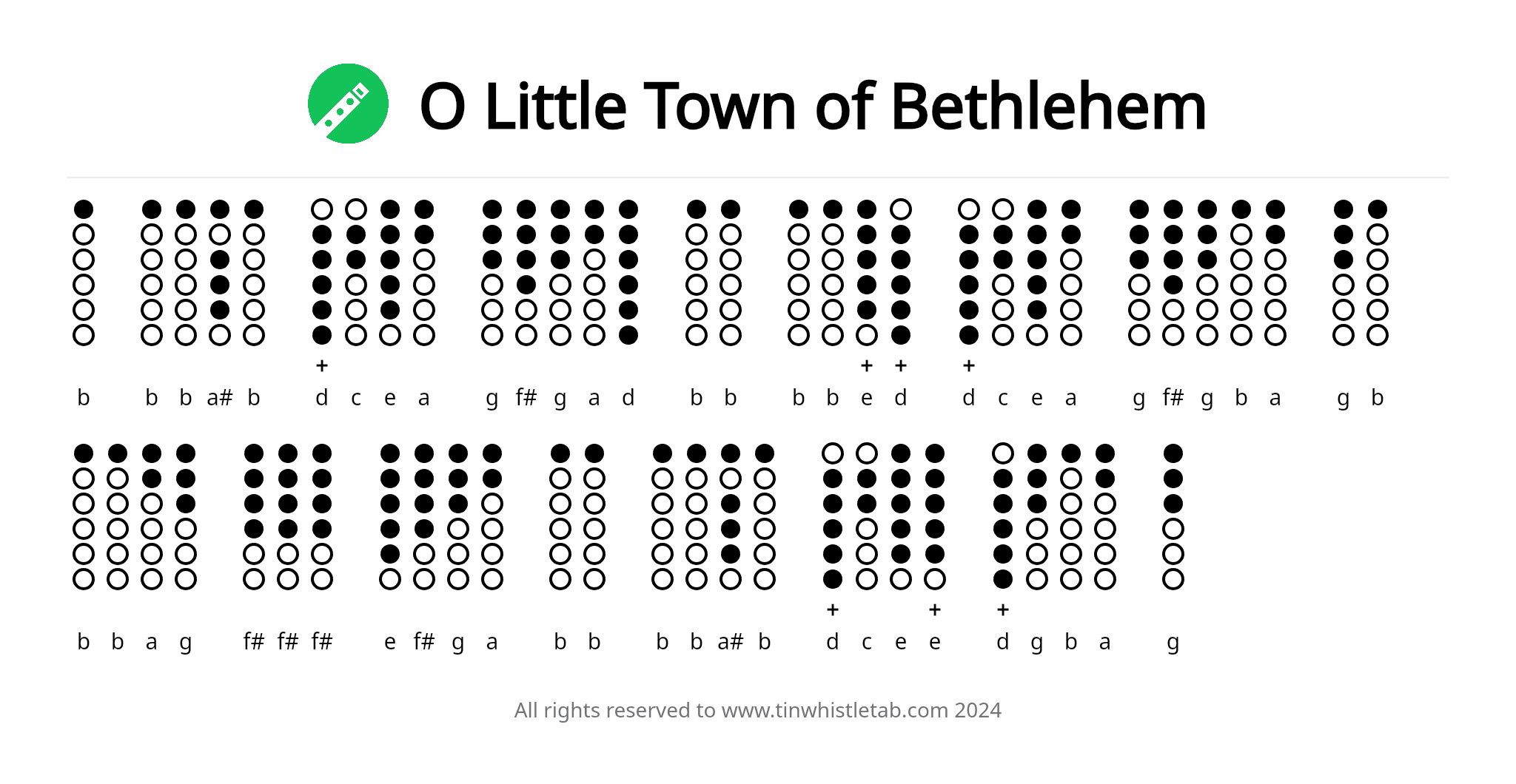 Tin-Whistle-Tabs zu O Little Town of Bethlehem