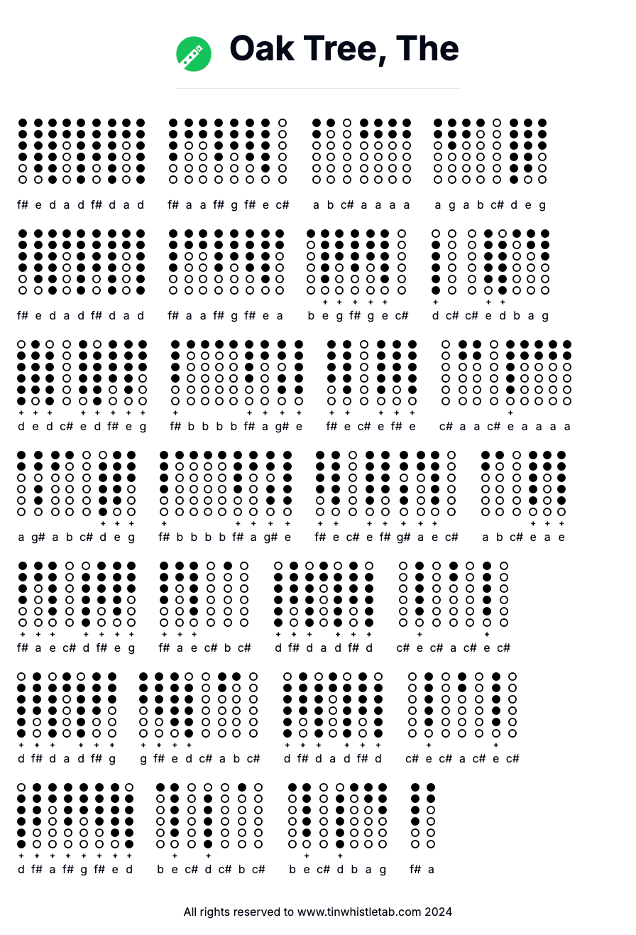 Image of Oak Tree, The Tin Whistle Tabs