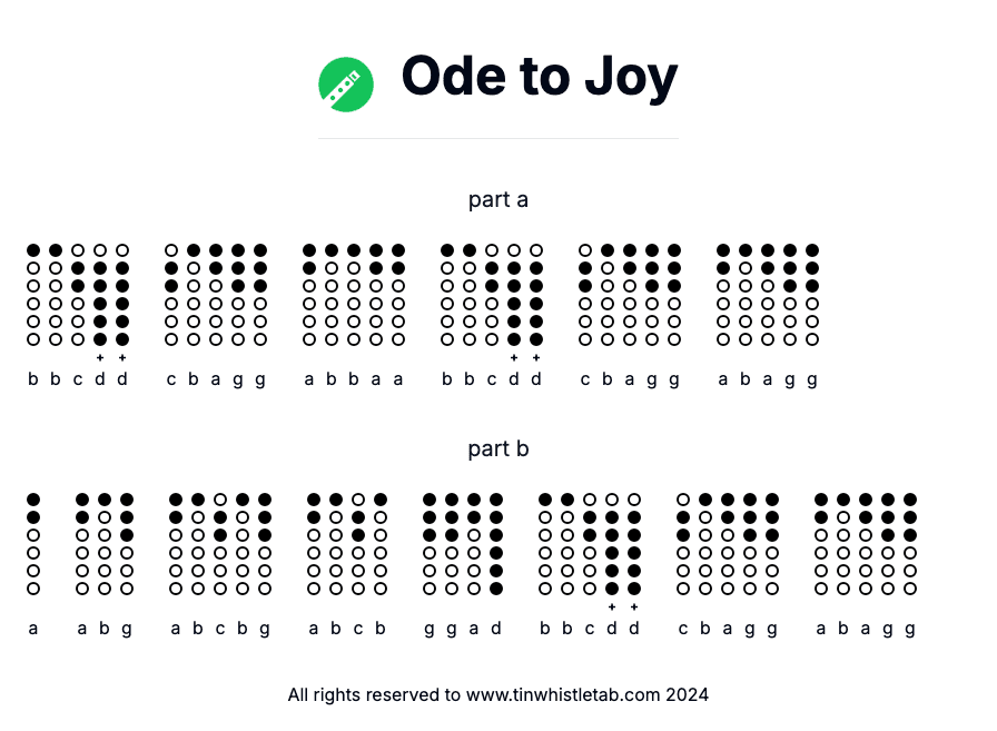 Image of Ode to Joy Tin Whistle Tabs